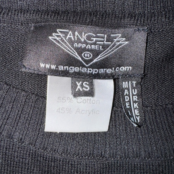 Angel WINK & SMILE EMOJI PULLOVER Black Sweater Smiley Face Size oversized XS - Picture 8 of 9